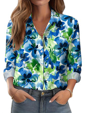 Zeagoo Button Down Shirts for Women Dressy Floral Printed Long Sleeve Blouse Business Casual Work Tops