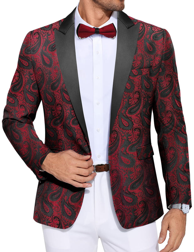 COOFANDY Men's Paisley Tuxedo Jacket One Button Dress Suit Jacket Floral Blazer for Dinner Party Prom Wedding