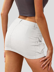 ELLEVEN High Stretchy Cargo Skirt for Women, Low Waist Y2k Mini Skirt Cute Denim Skirt with Pockets