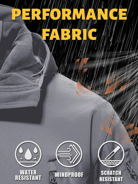 TACVASEN Men's Special Ops Military Tactical Rain Jackets Winter Warm Fleece Softshell Hooded Raincoat Snowboard