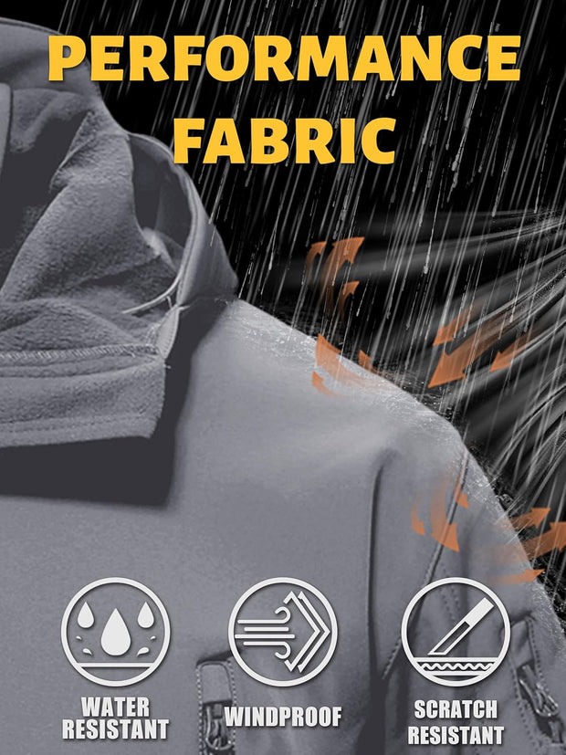 TACVASEN Men's Special Ops Military Tactical Rain Jackets Winter Warm Fleece Softshell Hooded Raincoat Snowboard