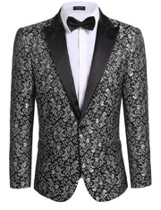 COOFANDY Men's Paisley Tuxedo Jacket One Button Dress Suit Jacket Floral Blazer for Dinner Party Prom Wedding