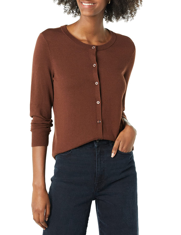 Amazon Essentials Women's Lightweight Crewneck Cardigan Sweater (Available in Plus Size)