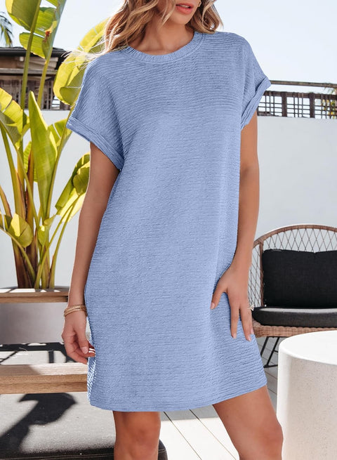 EVALESS Womens Summer Dresses Fashion 2025 Short Sleeve Spring Mini Dress Casual Beach Vacation Clothes Dresses