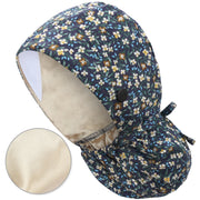 QBA Adjustable Working Cap with Button, Satin-Lined Hat, Cotton Working Hat Sweatband, Elastic Tie Back Hats Unisex