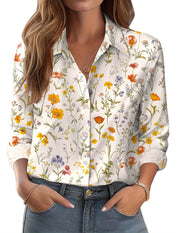 Zeagoo Button Down Shirts for Women Dressy Floral Printed Long Sleeve Blouse Business Casual Work Tops