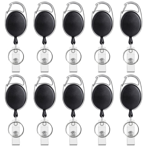 Teskyer Badge Reel, 5 Pack Retractable Badge Holders with Carabiner Belt Clip and Key Ring for ID Card Holder and Keychain