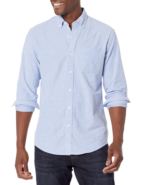 Amazon Essentials Men's Long Sleeve Shirts Casual - Regular-Fit Pocket Oxford