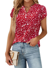 Blooming Jelly Women's Dressy Casual Tops Business Work Blouses White Button Down Shirts Cap Sleeve V Neck Tshirt