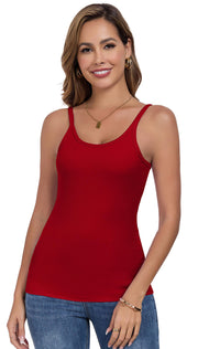 Womens Tank Tops Spaghetti Straps Scoop Neck Ribbed Slim Fitted Summer Workout Camisole Basic Layering Shirts