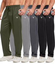 5 Pack Mens Sweatpants Open Bottom Joggers for Men with Zip Pockets Loose Fit Mesh Athletic Pants for Running,Casual