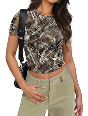 SAMPEEL Crop Tops for Women Summer Trendy Tight Tshirts 2024 Slim Fit