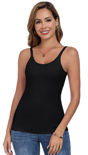 Womens Tank Tops Spaghetti Straps Scoop Neck Ribbed Slim Fitted Summer Workout Camisole Basic Layering Shirts