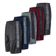 5 Pack: Men's Dry-Fit Sweat Resistant Active Athletic Performance Shorts