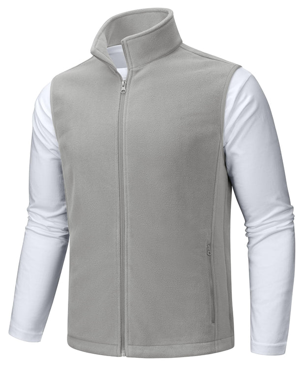 TACVASEN Men's Fleece Vest Zip Up Lightweight Vests Outerwear with Pockets Winter Warm Sleeveless Jacket for Hiking Golf