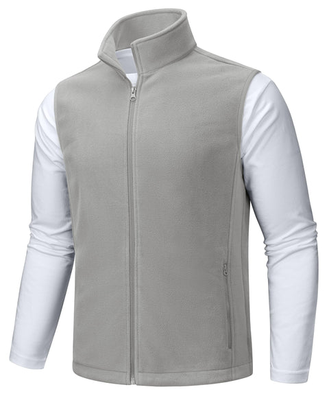 TACVASEN Men's Fleece Vest Zip Up Lightweight Vests Outerwear with Pockets Winter Warm Sleeveless Jacket for Hiking Golf