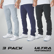Ultra Performance 3 Pack Mens Fleece Wide Leg Sweatpants with Pockets, Open Bottom Workout Sweatpants for Men