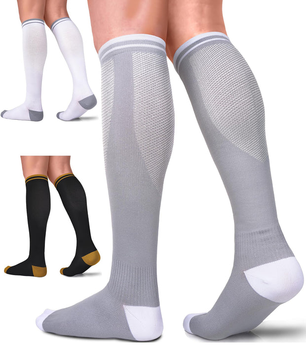 FuelMeFoot 3 Pack Copper Compression Socks - Compression Socks Women & Men Circulation - Best for Medical,Running,Athletic
