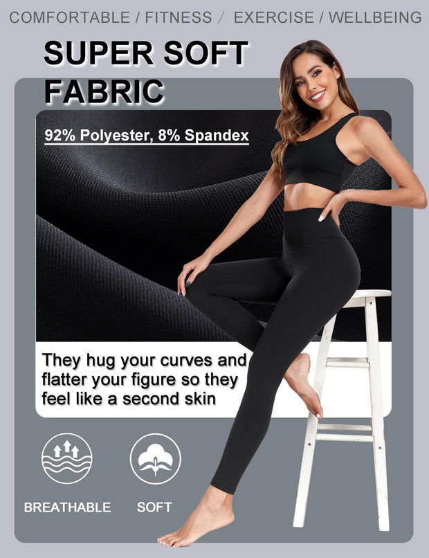 FULLSOFT Soft Leggings for Women - High Waisted Tummy Control No See Through Workout Yoga Pants