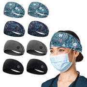 ABAMERICA Headbands with Button for Mask, Wide Nurses Headbands Non Slip Elastic Ear Protection for Women Men Doctors Sweatband Headband (BUTTON- 1 PACK COLOR05)