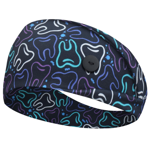 ABAMERICA Headbands with Button for Mask, Wide Nurses Headbands Non Slip Elastic Ear Protection for Women Men Doctors Sweatband Headband (BUTTON- 1 PACK COLOR05)