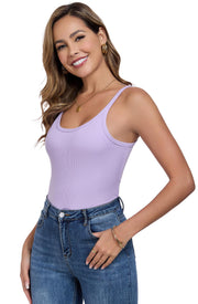 Womens Tank Tops Spaghetti Straps Scoop Neck Ribbed Slim Fitted Summer Workout Camisole Basic Layering Shirts