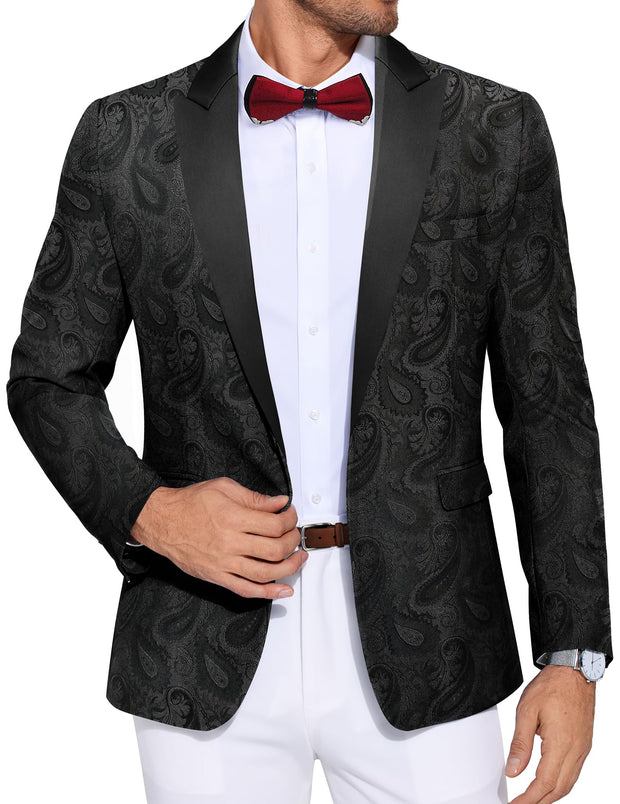 COOFANDY Men's Paisley Tuxedo Jacket One Button Dress Suit Jacket Floral Blazer for Dinner Party Prom Wedding
