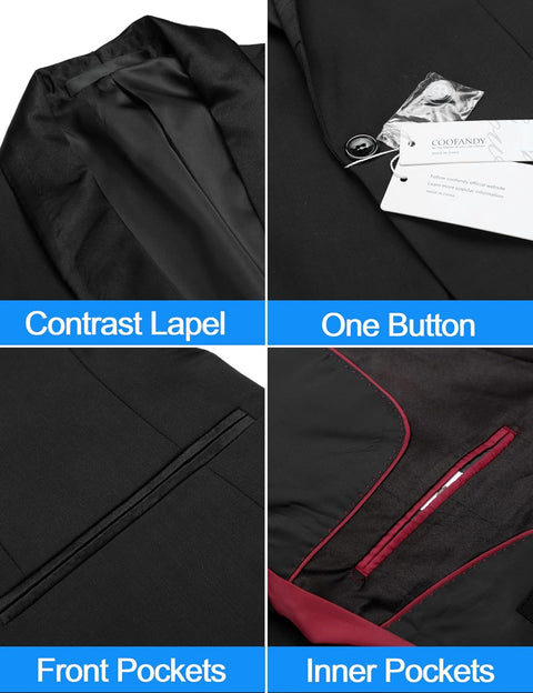 COOFANDY Men's Tuxedo Jacket One Button Dress Suit Blazer Jacket for Wedding Dinner Prom Party