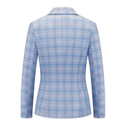 Womens 2 Piece Plaid Suits Set Business Office One Button Blazer Jacket Casual Long Sleeve Pant Suit Set