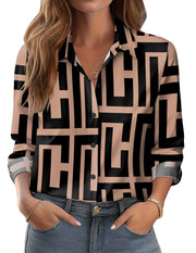 Zeagoo Button Down Shirts for Women Dressy Floral Printed Long Sleeve Blouse Business Casual Work Tops