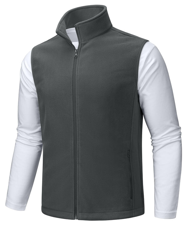 TACVASEN Men's Fleece Vest Zip Up Lightweight Vests Outerwear with Pockets Winter Warm Sleeveless Jacket for Hiking Golf