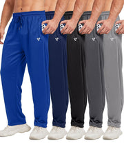 5 Pack Mens Sweatpants Open Bottom Joggers for Men with Zip Pockets Loose Fit Mesh Athletic Pants for Running,Casual