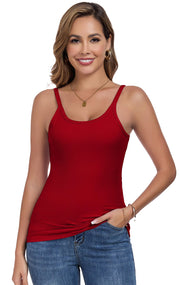 Womens Tank Tops Spaghetti Straps Scoop Neck Ribbed Slim Fitted Summer Workout Camisole Basic Layering Shirts