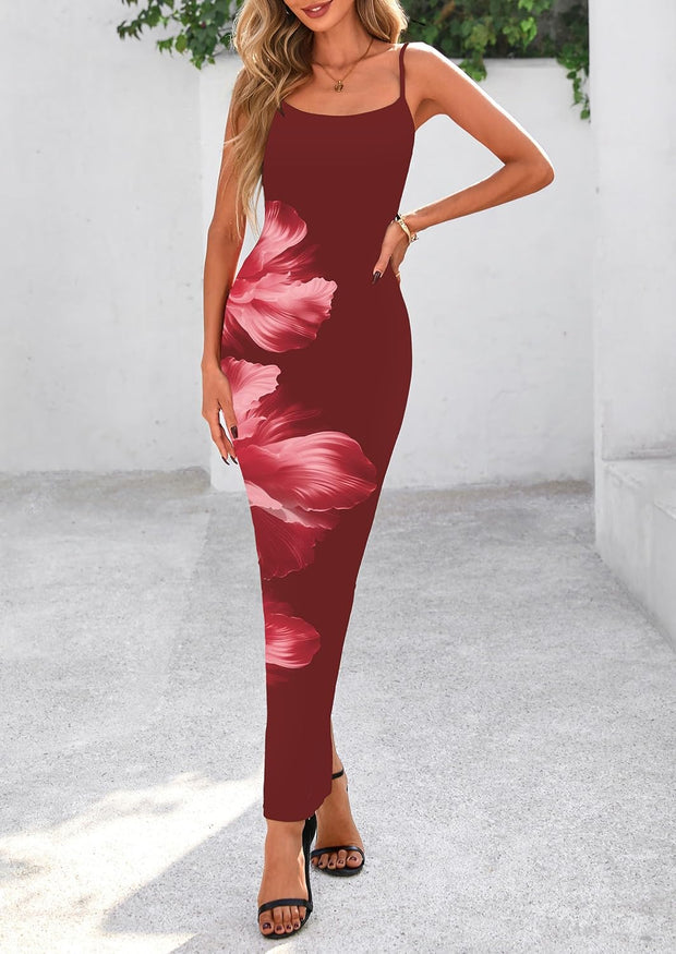 PRETTYGARDEN Womens Floral Maxi Dress Summer 2025 Sexy Spaghetti Strap Slip Bodycon Mesh Beach Vacation Dresses