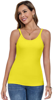 Womens Tank Tops Spaghetti Straps Scoop Neck Ribbed Slim Fitted Summer Workout Camisole Basic Layering Shirts