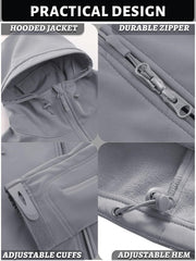 TACVASEN Men's Special Ops Military Tactical Rain Jackets Winter Warm Fleece Softshell Hooded Raincoat Snowboard
