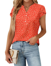 Blooming Jelly Women's Dressy Casual Tops Business Work Blouses White Button Down Shirts Cap Sleeve V Neck Tshirt