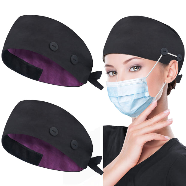ABAMERICA Working Caps with Button and Sweatband, Adjustable Working Hats for Women Men, One Size(Tie Back or Toggle)