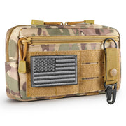 Tactical Molle Admin Pouch Utility Laser Cut EDC Tool Pouch Bag Horizontal Modular Pouches Include US Flag Patch and Keychain