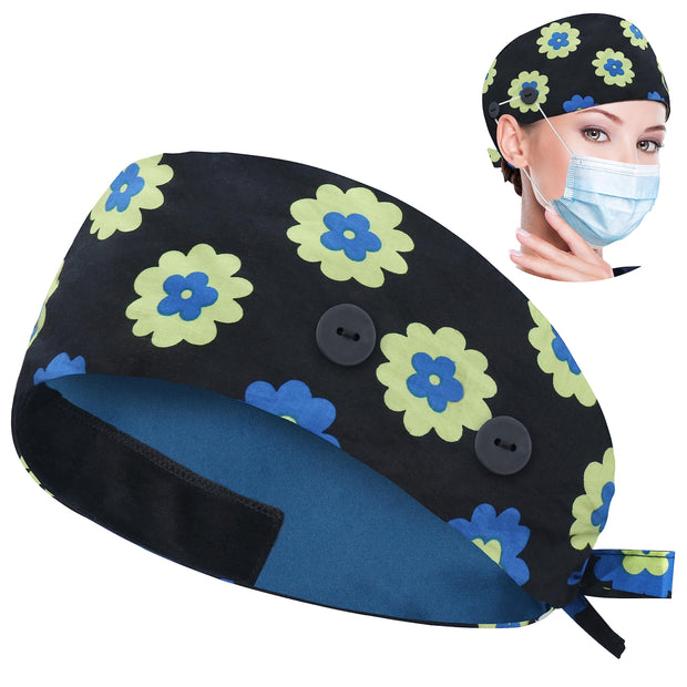ABAMERICA Working Caps with Button and Sweatband, Adjustable Working Hats for Women Men, One Size(Tie Back or Toggle)