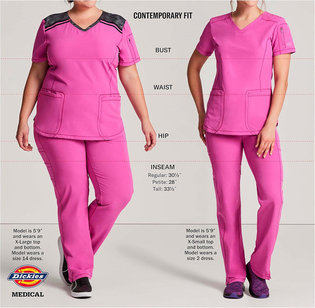 Dickies EDS Signature Scrubs for Women, Contemporary Fit V-Neck Womens Tops in Soft Brushed Poplin 85906