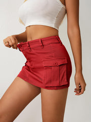 ELLEVEN High Stretchy Cargo Skirt for Women, Low Waist Y2k Mini Skirt Cute Denim Skirt with Pockets