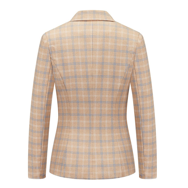 Womens 2 Piece Plaid Suits Set Business Office One Button Blazer Jacket Casual Long Sleeve Pant Suit Set
