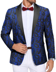 COOFANDY Men's Paisley Tuxedo Jacket One Button Dress Suit Jacket Floral Blazer for Dinner Party Prom Wedding