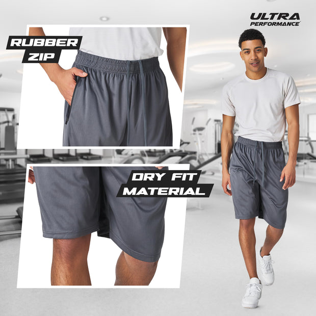 Ultra Performance Mens 5 Pack Athletic Running Shorts, Basketball Gym Workout Shorts for Men with Zippered Pockets