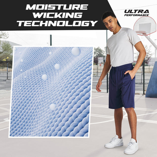 Ultra Performance Mens 5 Pack Athletic Running Shorts, Basketball Gym Workout Shorts for Men with Zippered Pockets