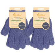 Evridwear Exfoliating Dual Texture Bath Gloves for Shower, Spa, Massage and Body Scrubs, Dead Skin Cell Remover, Gloves with Hanging Loop (1 Pair Heavy Glove)
