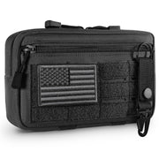 Tactical Molle Admin Pouch Utility Laser Cut EDC Tool Pouch Bag Horizontal Modular Pouches Include US Flag Patch and Keychain