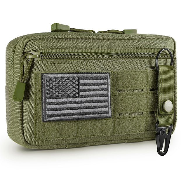 Tactical Molle Admin Pouch Utility Laser Cut EDC Tool Pouch Bag Horizontal Modular Pouches Include US Flag Patch and Keychain