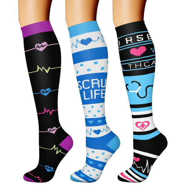 CHARMKING Compression Socks for Women & Men Circulation (3 Pairs) 15-20 mmHg is Best Support for Athletic Running Cycling